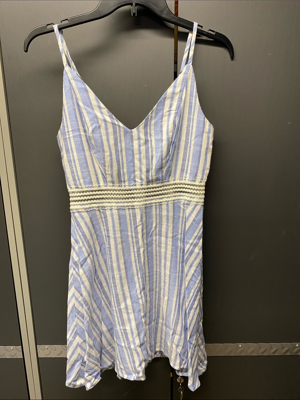 Speechless Blue and White Striped Spaghetti Strap Mini Dress